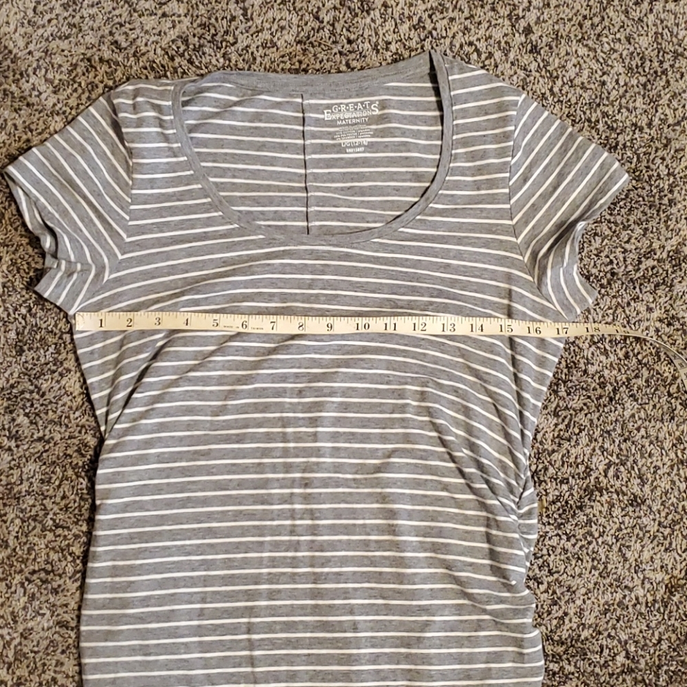 Great Expectations grey & white striped dress Large 12/14 - Picture 10 of 13